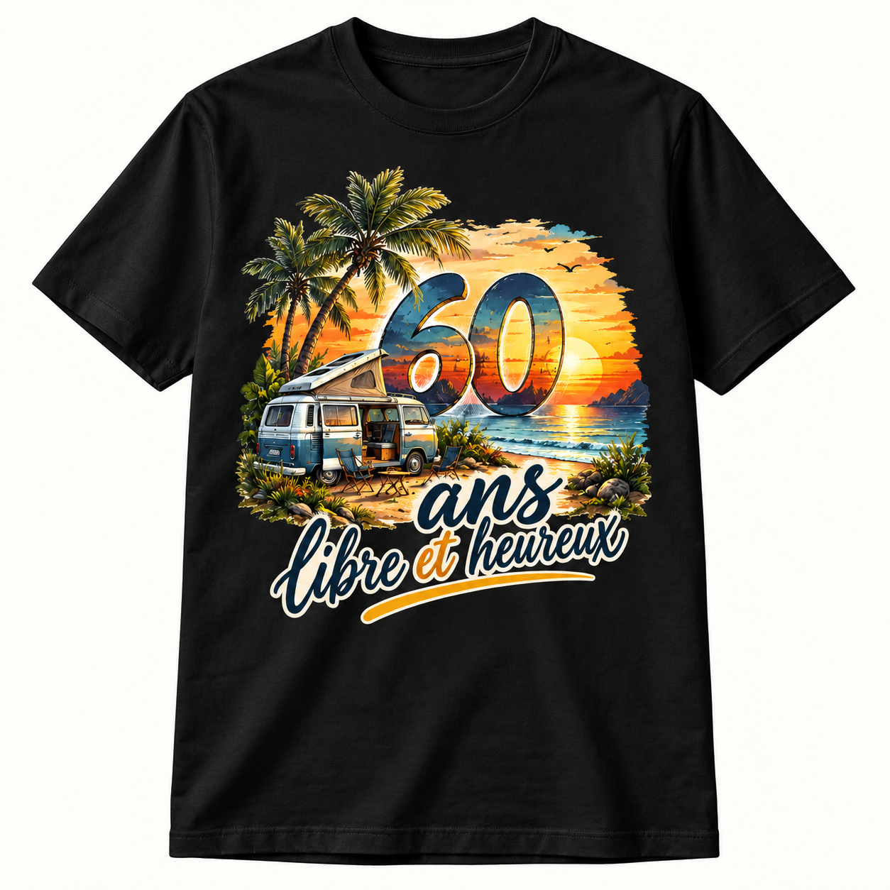 T-shirt 60 ans libre et heureux – Image 2