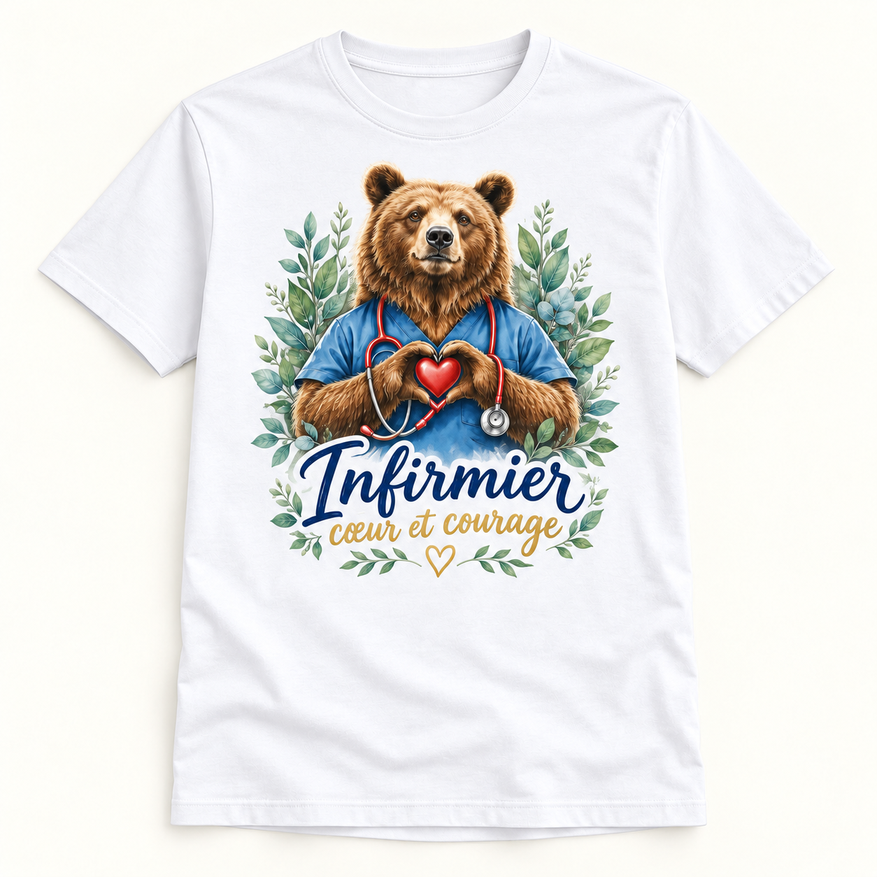 T-shirt Infirmier cœur et courage – Image 2