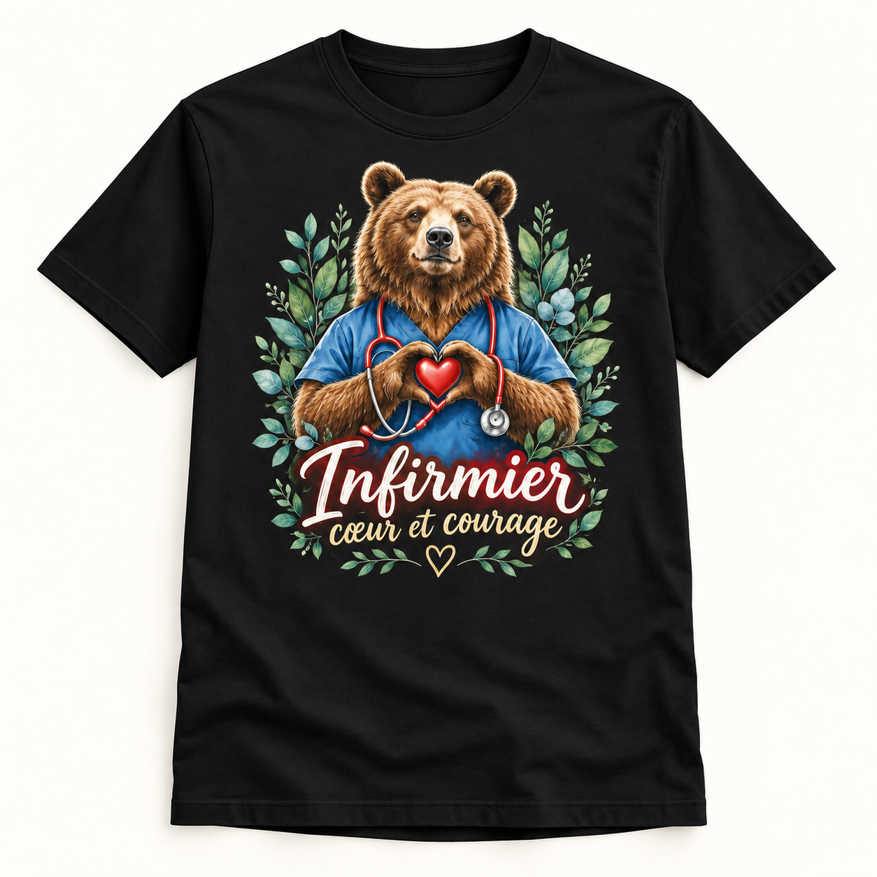 T-shirt Infirmier cœur et courage – Image 3