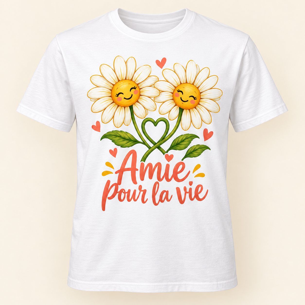 T-shirt Amie pour la vie — motif présenté sur t-shirt blanc