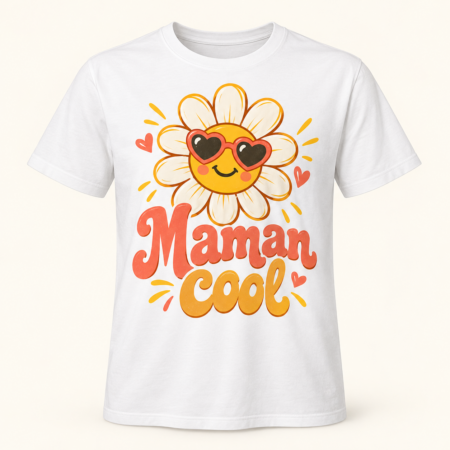 T-shirt Maman cool — motif présenté sur t-shirt blanc
