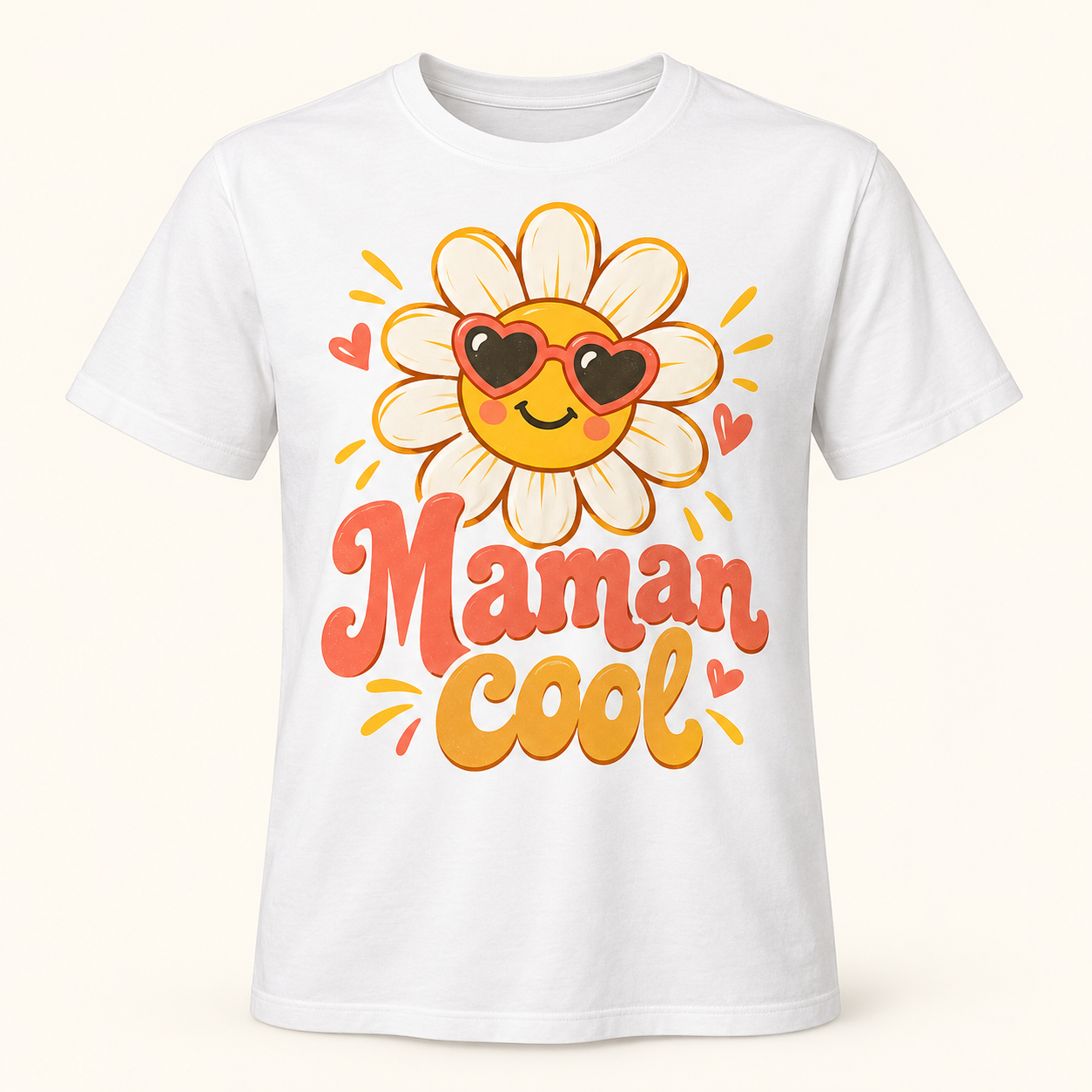 T-shirt Maman cool — motif présenté sur t-shirt blanc