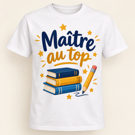 T-shirt Maître au top — motif présenté sur t-shirt blanc