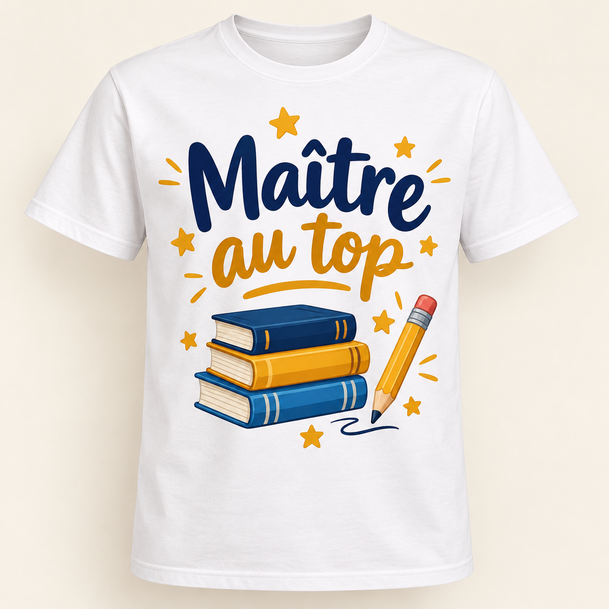 T-shirt Maître au top — motif présenté sur t-shirt blanc
