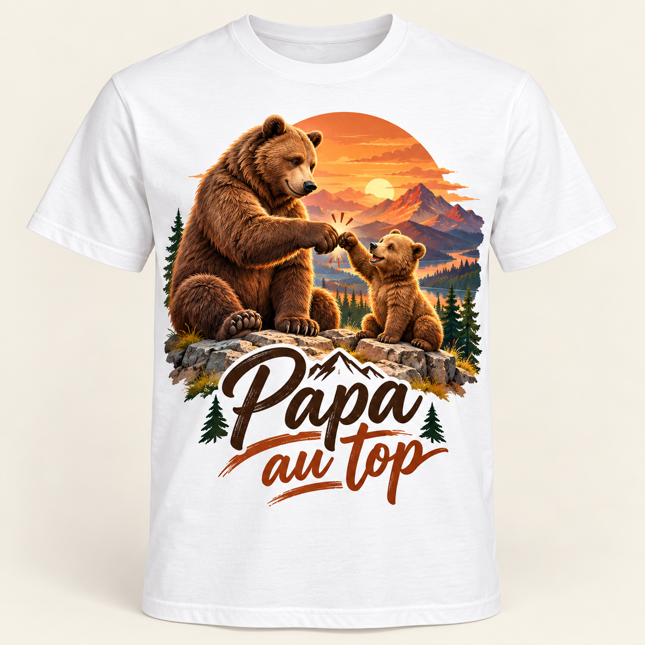 T-shirt Papa au top — motif présenté sur t-shirt blanc