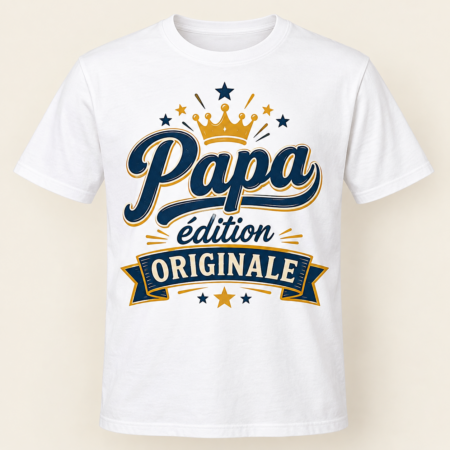 T-shirt Papa édition originale — motif présenté sur t-shirt blanc