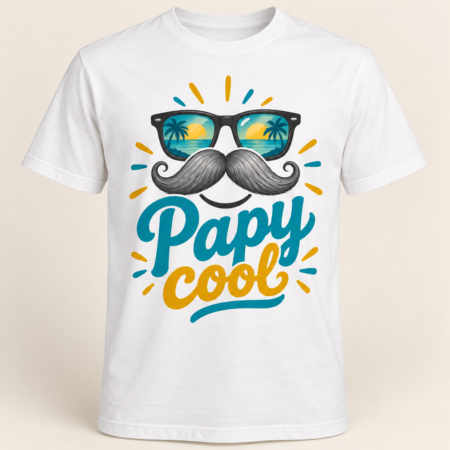 T-shirt Papy cool — motif présenté sur t-shirt blanc